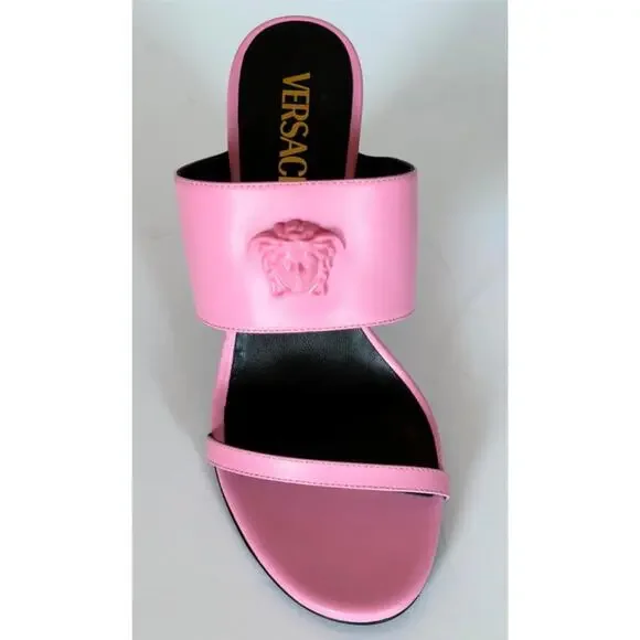 Versace Medusa Head Leather Baby Pink Sandals 9 US (39 Euro) 1019266 NIB $1100